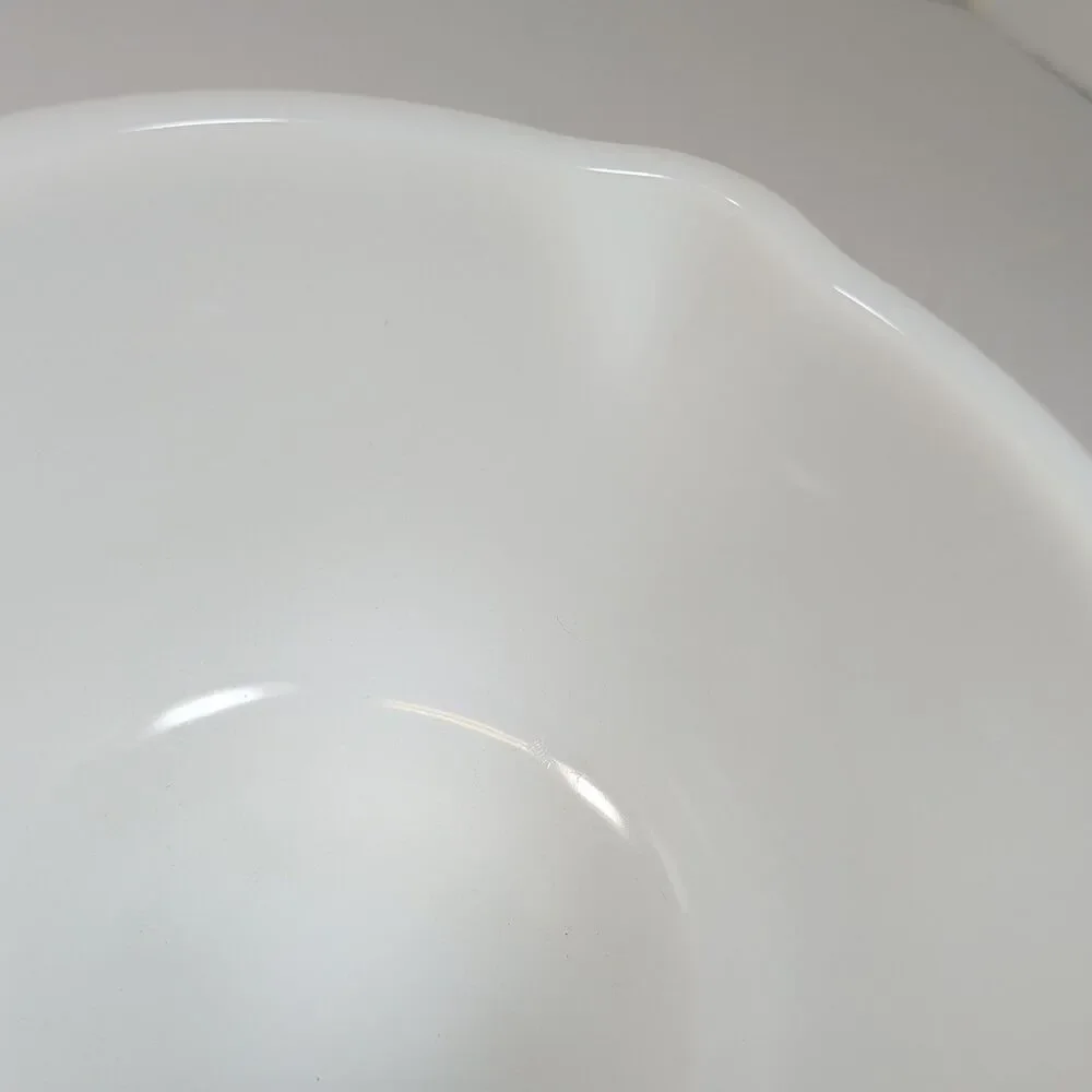 Glasbake Sunbeam Small Milk Glass Mixing Bowl with Pour Spout Made in USA #16